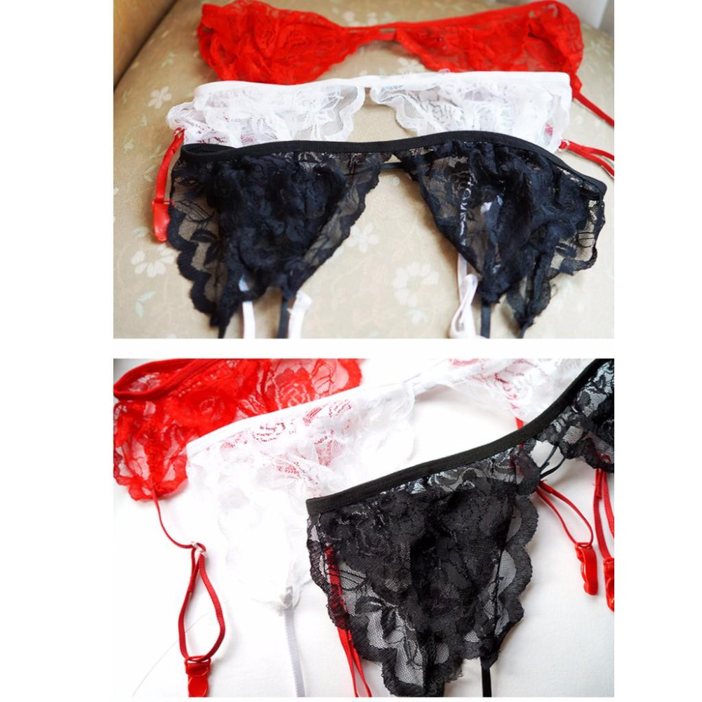 【Amiss】大彈性調整X三角蕾絲性感吊襪帶(三色) 520-2-細節圖5