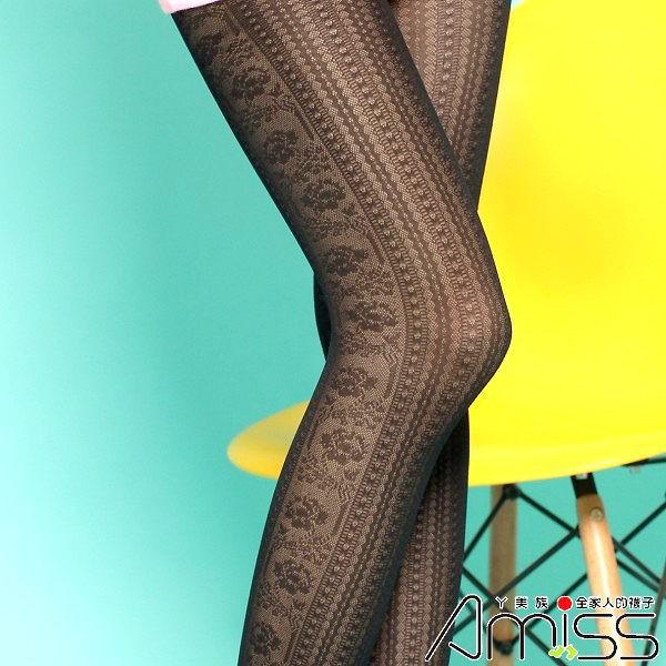 【Amiss】流行花紋褲襪-鍊帶側邊玫瑰(A133-94)-細節圖2