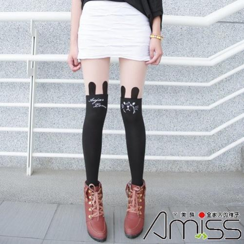 【Amiss】日系精緻造型褲襪 假大腿褲襪-英倫兔(Z408-102)