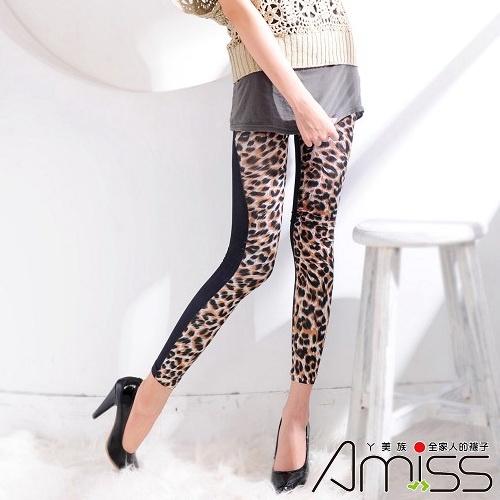 【Amiss】日系經典褲襪-微透美感-雙色拼接大豹(A121-94)