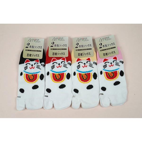 Amiss日系造型兩趾忍者襪【2雙入】福氣招財貓(C161-3)-細節圖2