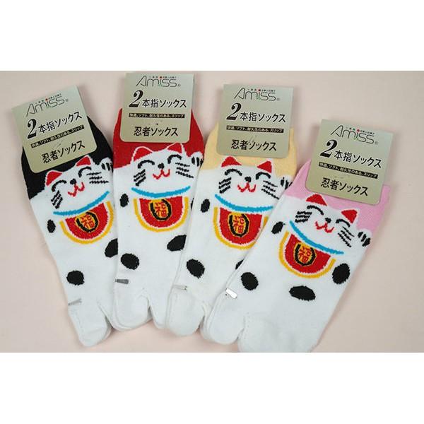 Amiss日系造型兩趾忍者襪【2雙入】福氣招財貓(C161-3)-細節圖3