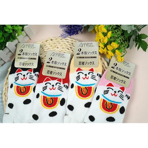 Amiss日系造型兩趾忍者襪【2雙入】福氣招財貓(C161-3)-細節圖4