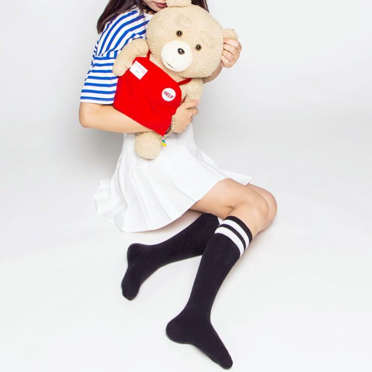 Amiss 雙槓條紋造型純棉膝下襪(3色)-中統襪 長統襪 長襪 兩條槓 棉襪 學生襪 膝下襪 足球襪【C719-6】-細節圖7