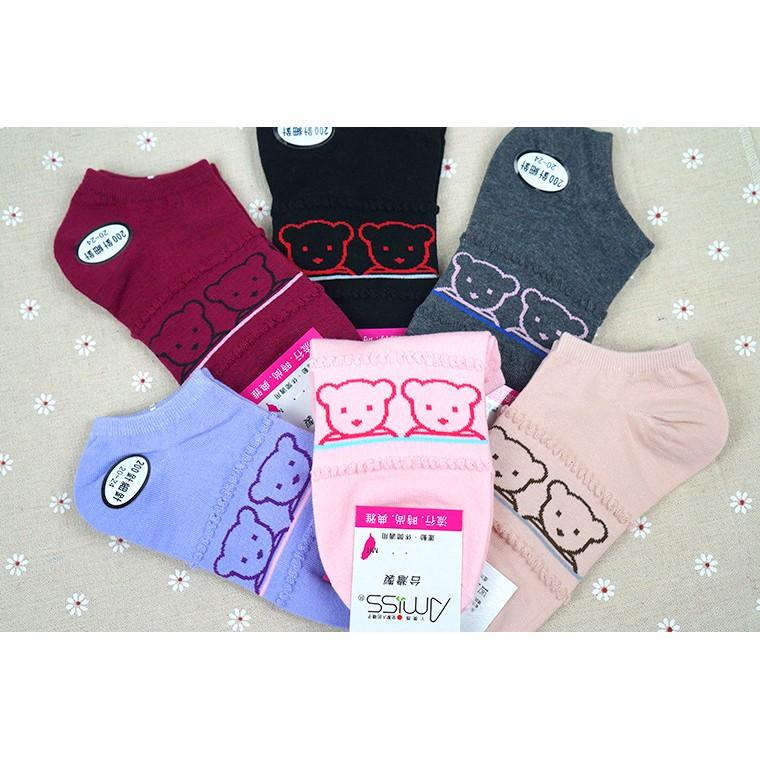 【Amiss】精緻細針提花船襪【3雙組】/小熊襪-37 (C022-37)-細節圖9