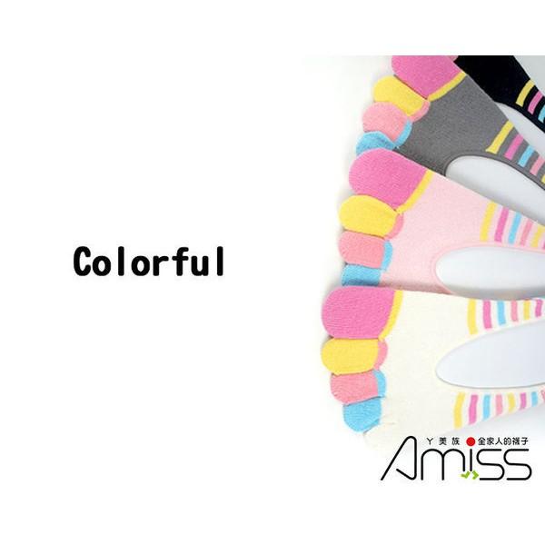 Amiss彩色五趾隱形襪【3雙組】五指襪 五趾襪 短襪 彩虹襪  (混色出貨) B614-5-細節圖3
