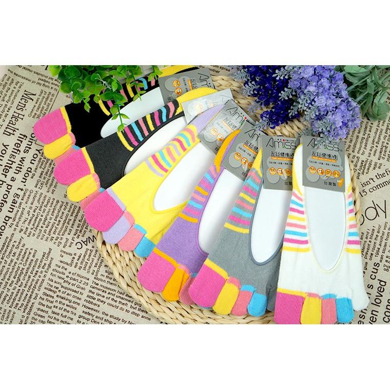 Amiss彩色五趾隱形襪【3雙組】五指襪 五趾襪 短襪 彩虹襪  (混色出貨) B614-5-細節圖8