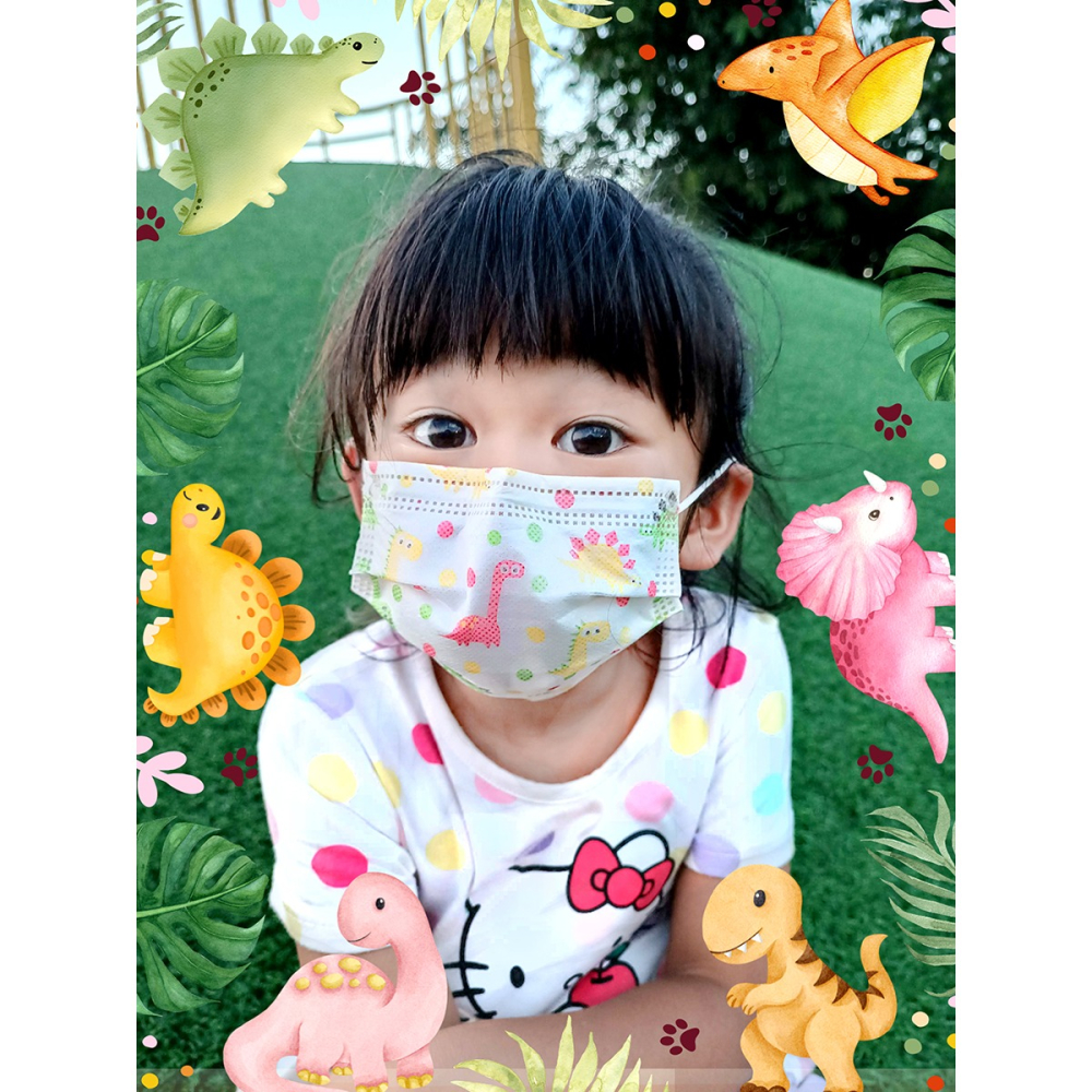 沐慷 平面醫療口罩 兒童造型口罩(50片/盒) 恐龍口罩 公主口罩 動物口罩 花色口罩 沐亨-細節圖6