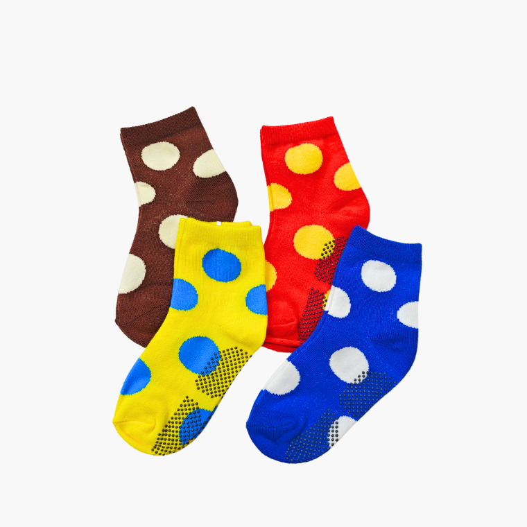 AMISS 兒童點點襪【4雙組】止滑童襪 繽紛大點點 兒童止滑襪 中筒襪 1-3歲/3-6歲/6-9歲/9-12歲-細節圖5