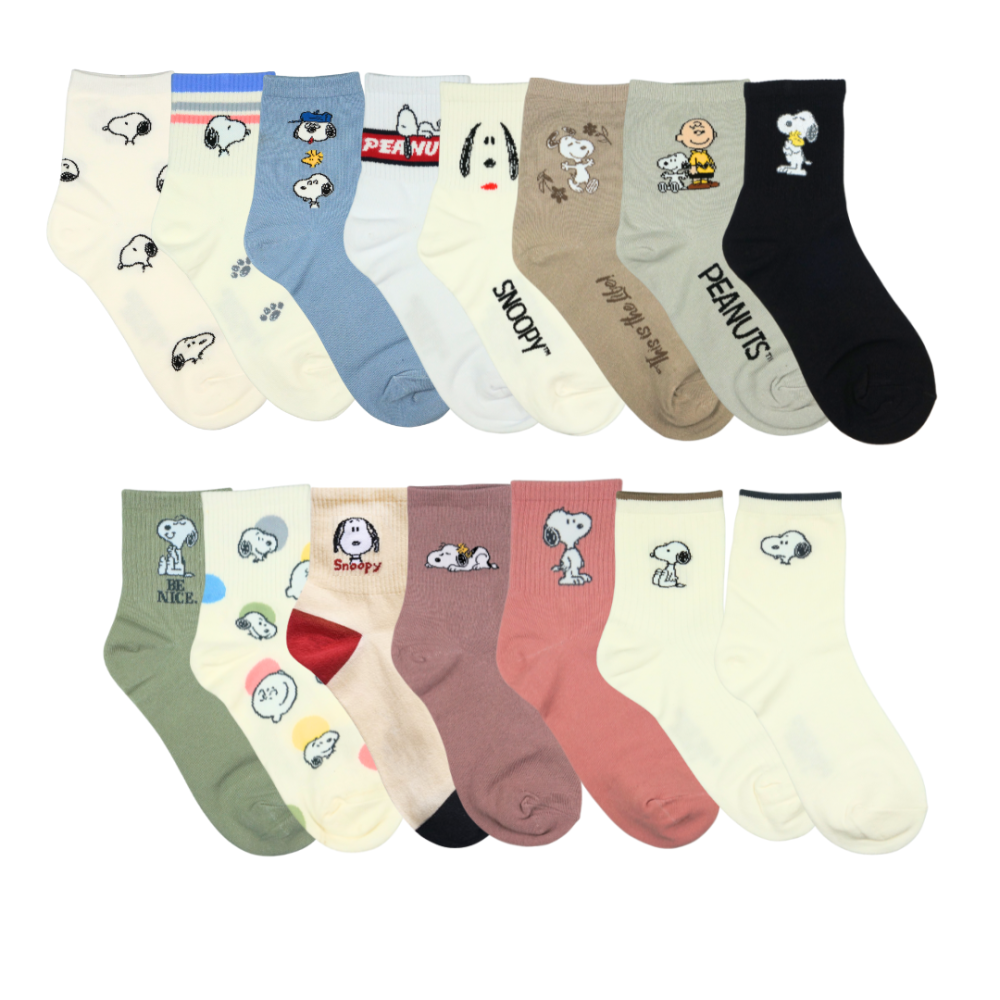 AMISS 史努比長襪 中筒襪 正版授權 台灣製 SNOOPY Peanuts 奧拉夫 查理布朗-細節圖2