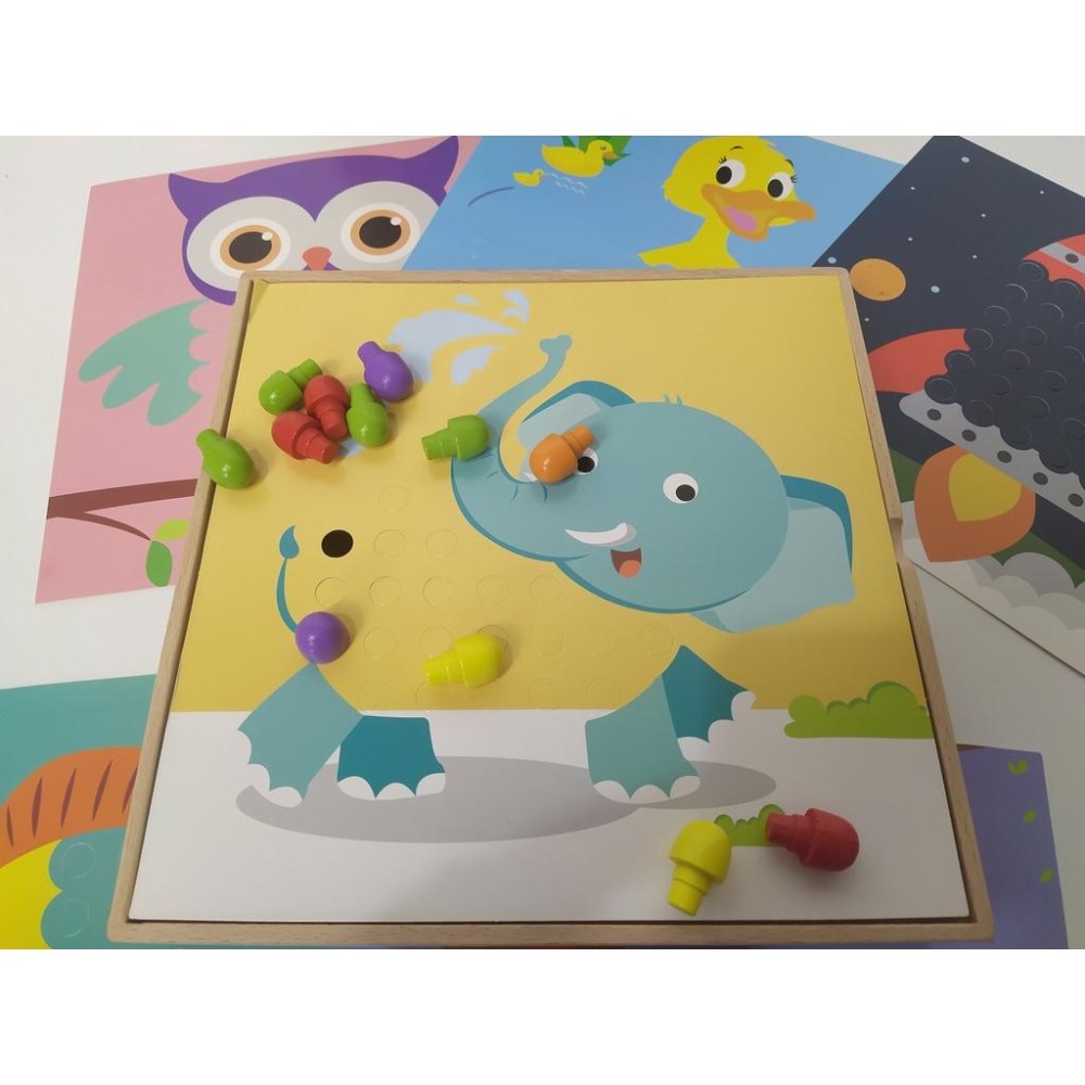 兒童木製蘑菇釘 拼插板拼圖玩具 兒童益智玩具-細節圖3