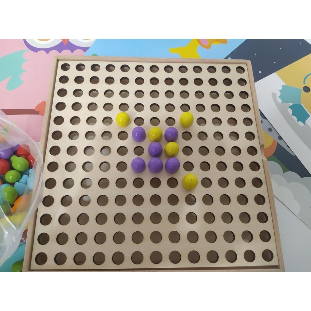 兒童木製蘑菇釘 拼插板拼圖玩具 兒童益智玩具-細節圖5