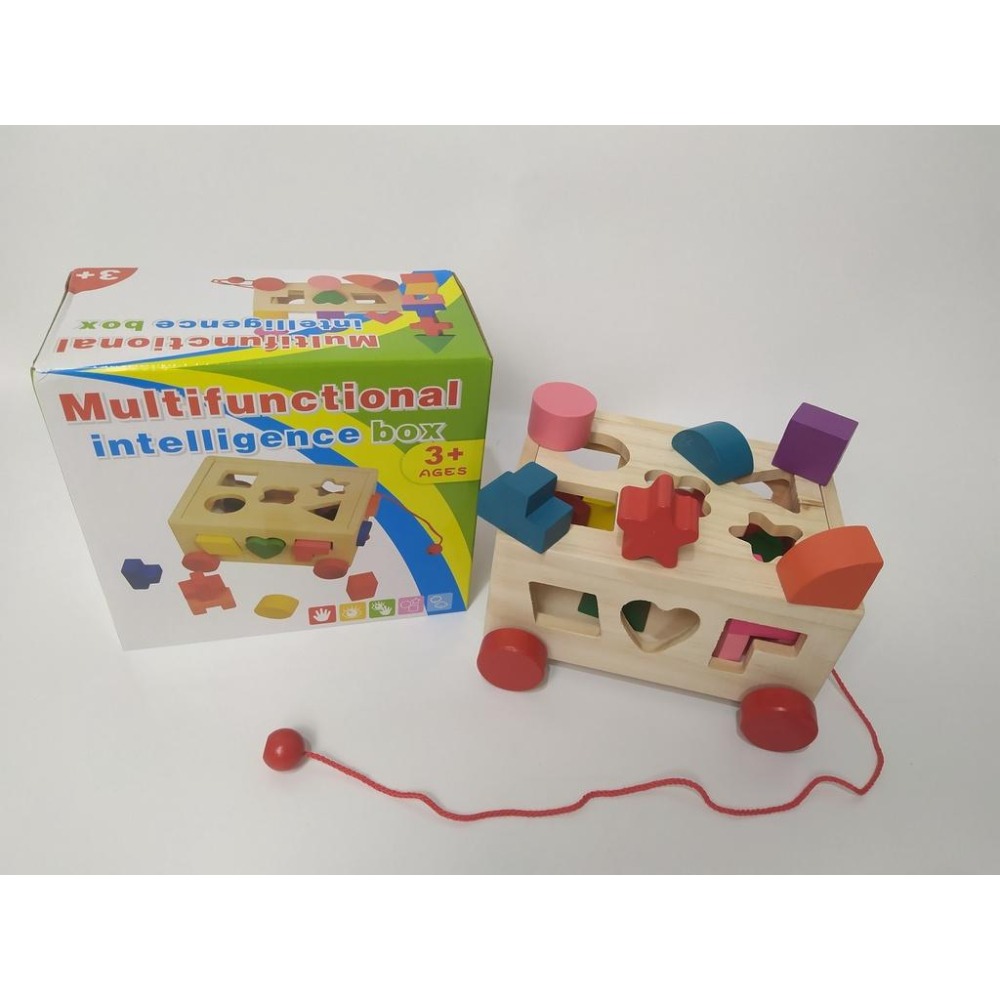 13孔智力盒 木製兒童積木玩具 形狀配對益智玩具-細節圖2