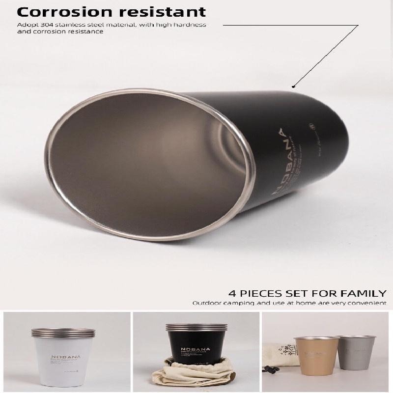 NOBANA 304不銹鋼 户外野營杯 4件套杯 露營野餐 燒烤啤酒杯 水杯 咖啡杯 荒野版-細節圖4