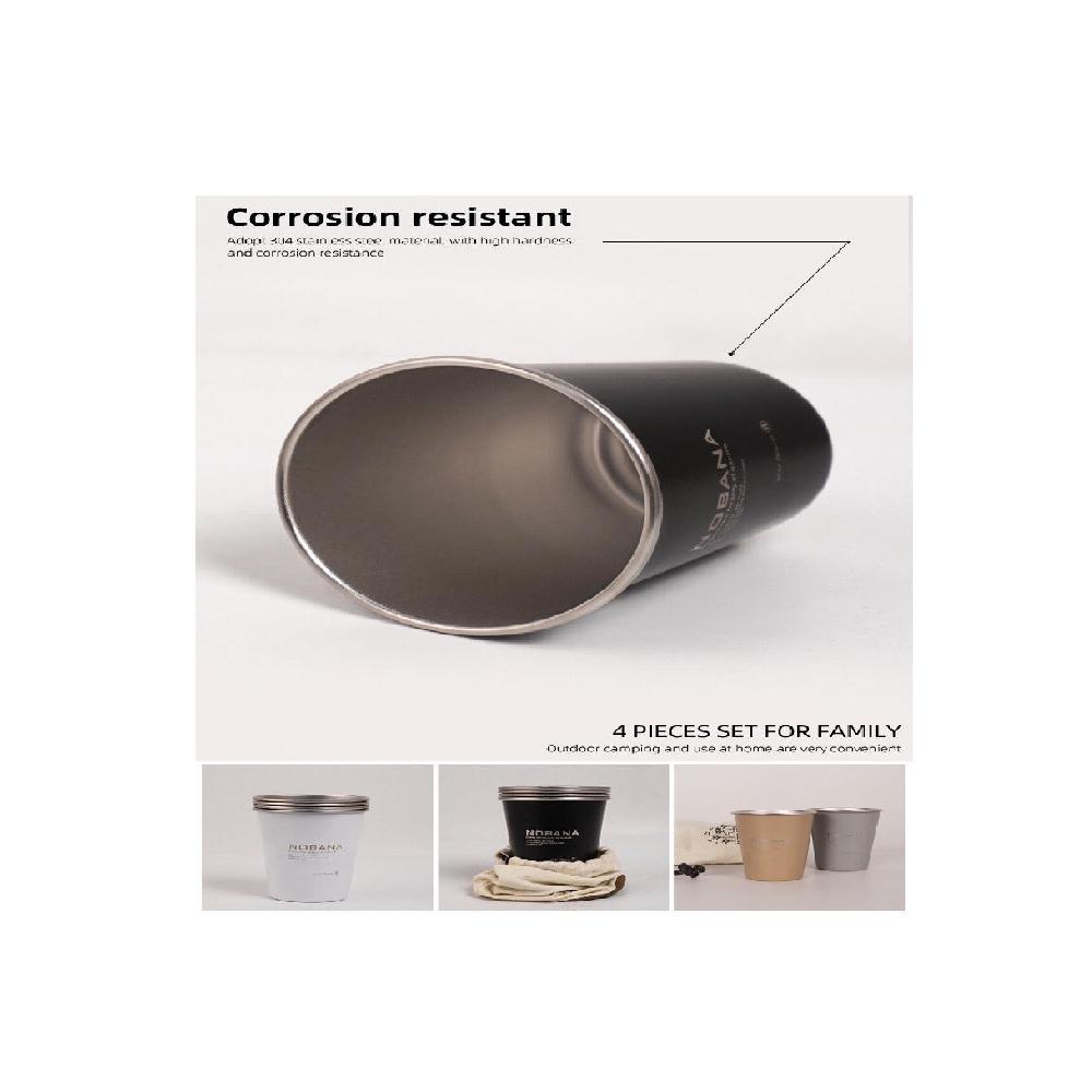 NOBANA 304不銹鋼 户外野營杯 4件套杯 露營野餐 燒烤啤酒杯 水杯 咖啡杯 經典款-細節圖7