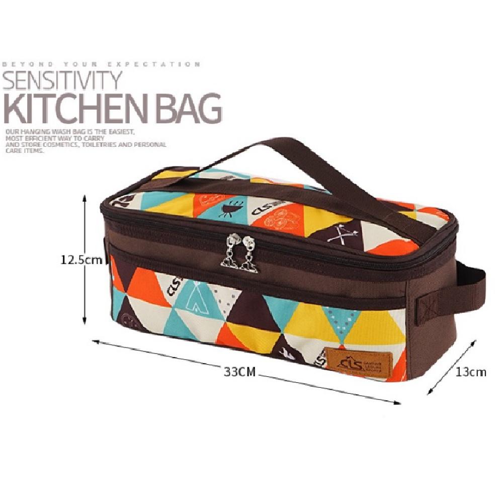 Caiyi 戶外野營炊具收納包 露營燒烤餐具收納袋 旅行化妝包 便攜洗漱包-細節圖5