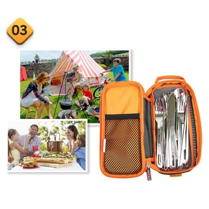 Caiyi 細網瀝水餐具包 收納包 環保餐具 野餐 露營 旅行 登山(不含餐具喔!)-細節圖5