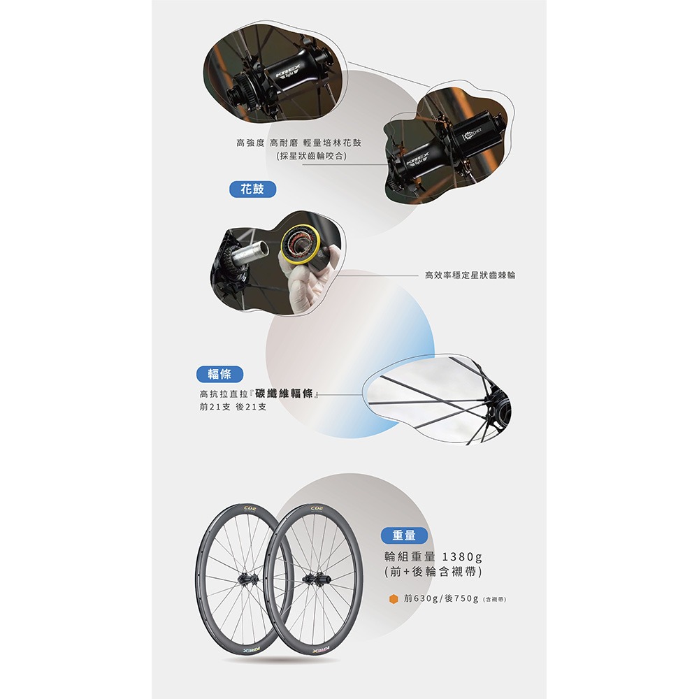 2025 KREX CD2 公路車碟煞碳纖維輪組 碳纖維幅條-細節圖7