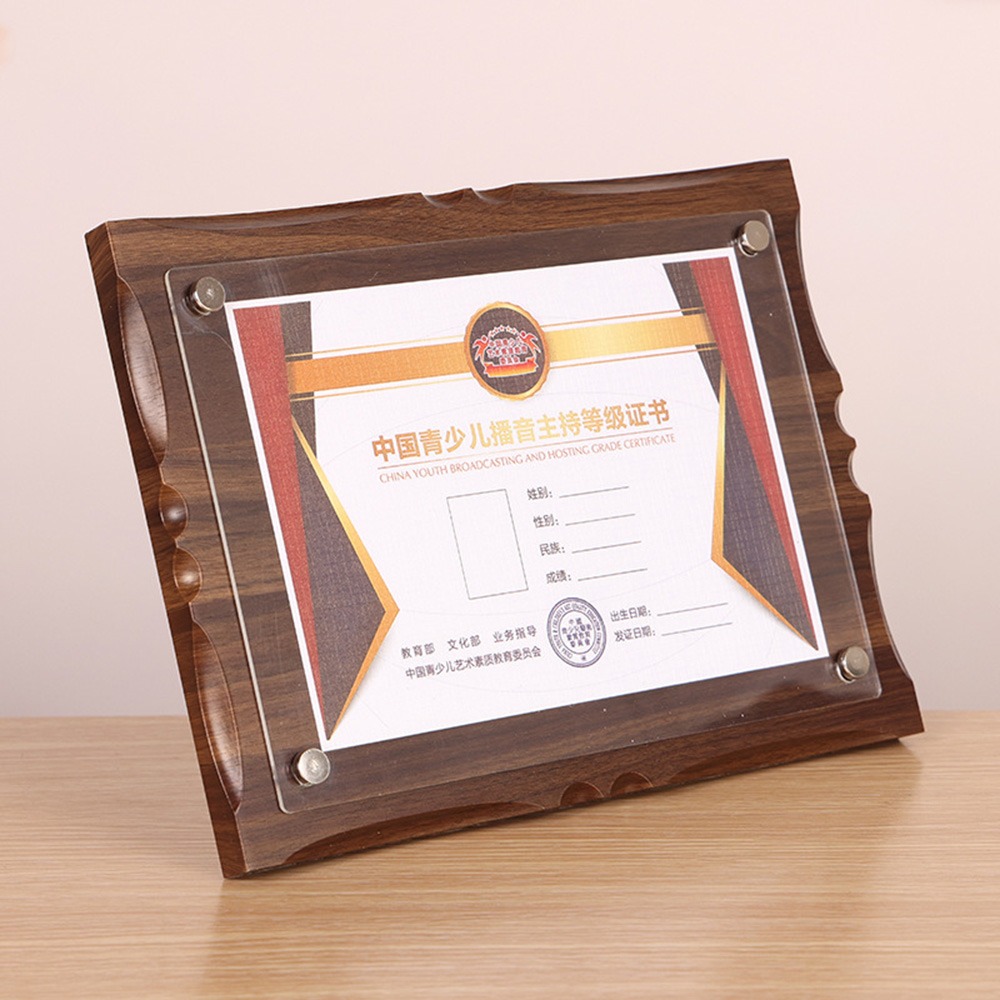 Caiyi 花邊 A4 獎狀框 聘書框 證書框 實木框 橫豎可立 A4-細節圖4