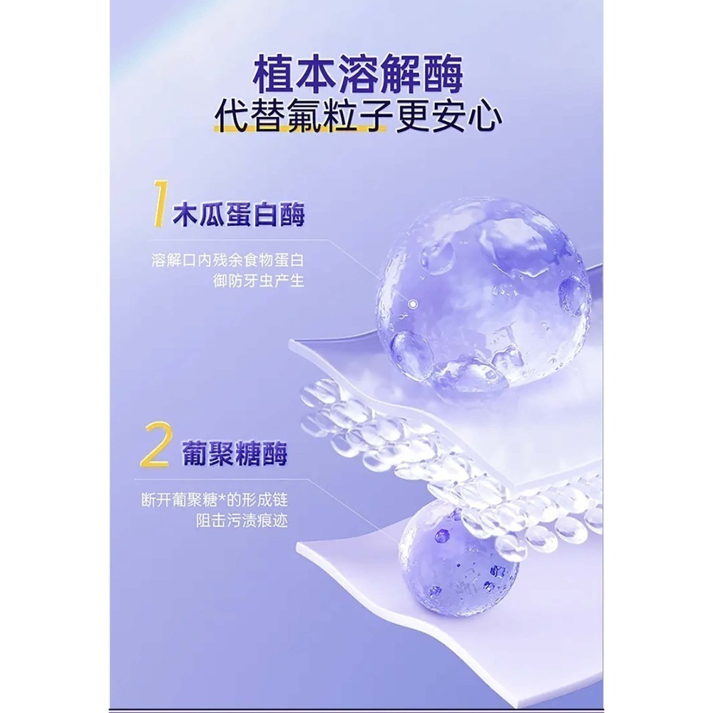 美牙酶 紫光牙膏 紫光亮齒色修牙膏 紫色牙膏 共聚物成膜 潔白牙膏 去黃漬牙垢 亮白牙齒 口臭清新 清潔口腔-細節圖8