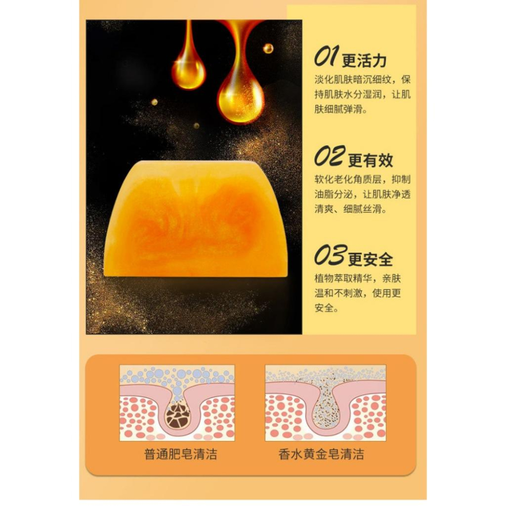 台灣現貨~黃金皂100g 潤膚黃金皂 黃金香皂 氨基酸草本金粉潔面皂 洗臉皂 沐浴香皂 肥皂 香氛皂 沐浴皂 除蟎香皂-細節圖6