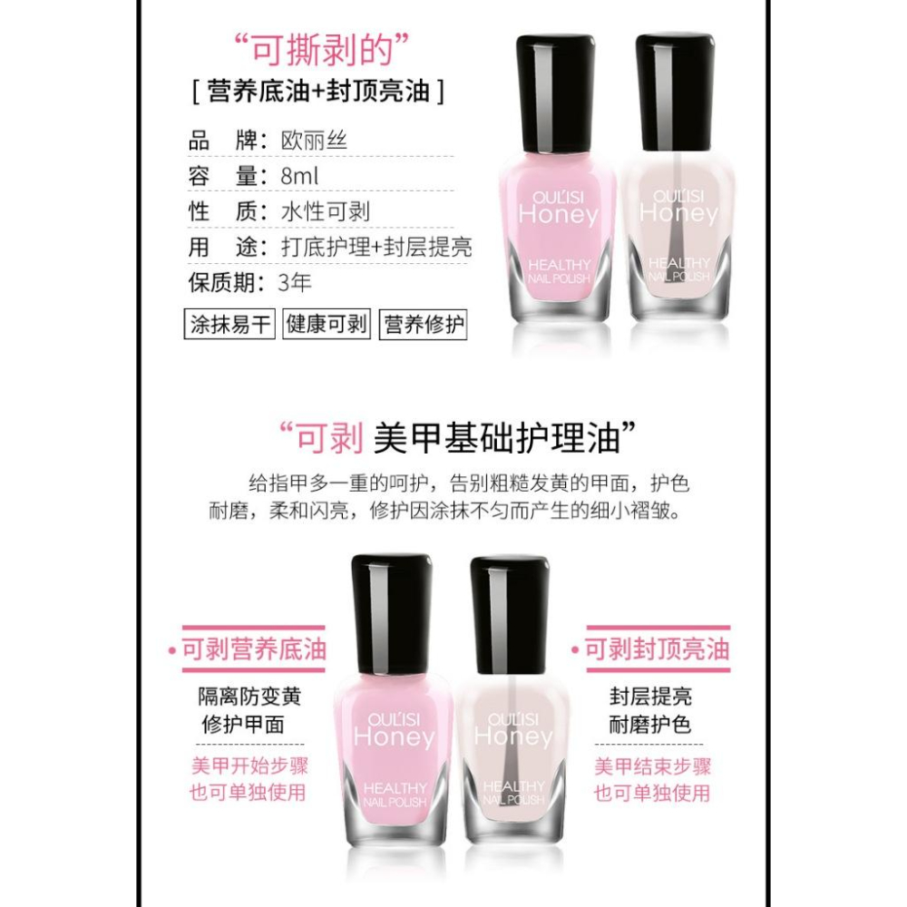 台灣出貨~水性可剝營養底油 可剝亮油8ml 指甲營養底油 指甲亮油 環保水性 可剝指甲油-細節圖7