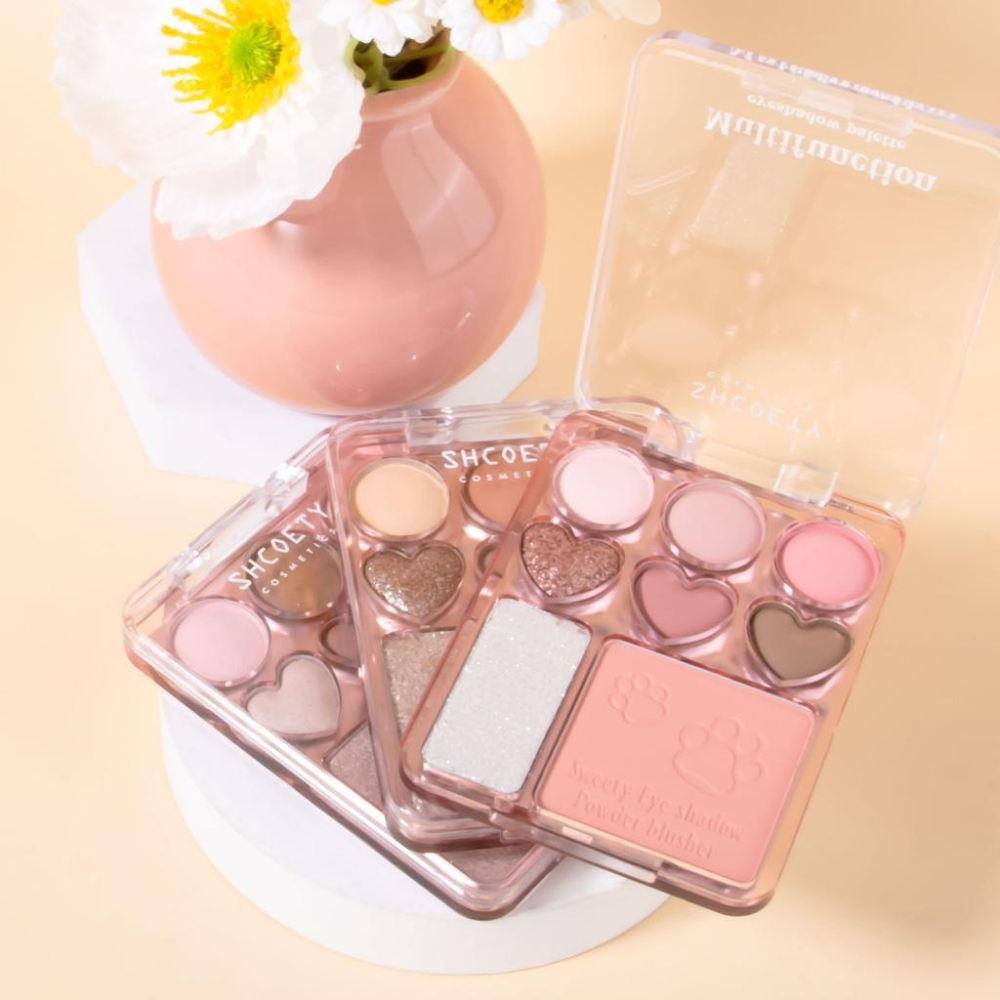 ❤️8色愛心眼影盤 8色眼影盤 腮紅高光一體盤 眼影 愛心眼影 珠光細閃提亮 愛心眼影腮紅高光-細節圖6
