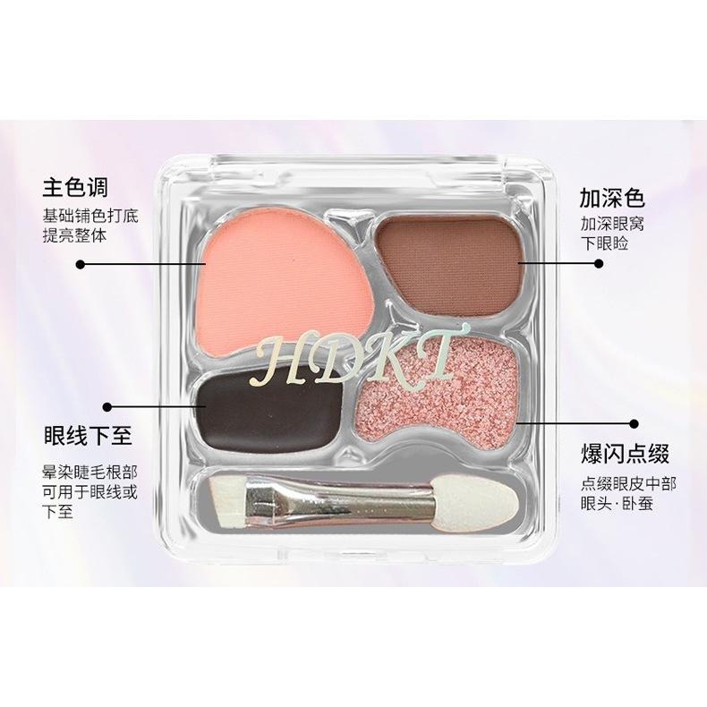 💖💖韓系 淡顏愛豆四色眼影盤 4色眼影盤 臥蠶粉盤 眼影眼線 修容 高光 提亮啞光一體盤-細節圖4