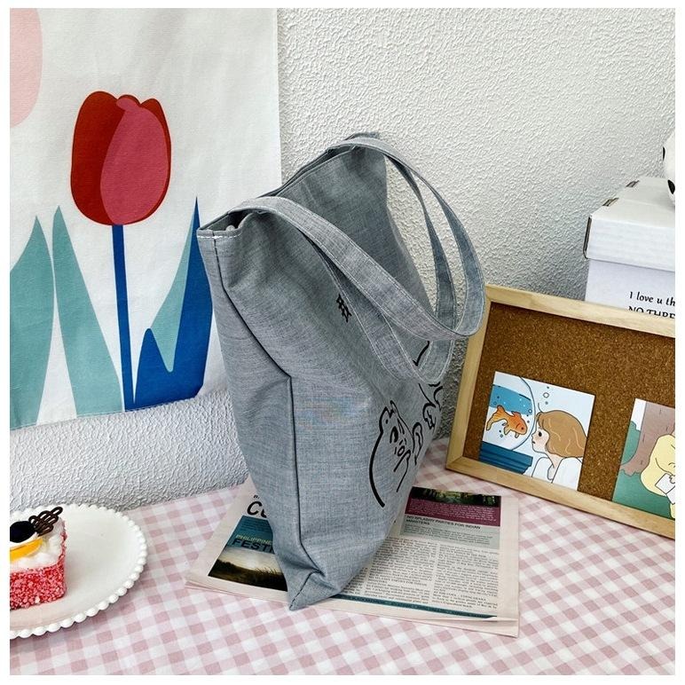 台灣發貨~韓風 帆布包 帆布袋 牛津布包 單肩包 手提包 休閒包 學生書包 百搭肩揹包 單肩包-細節圖5