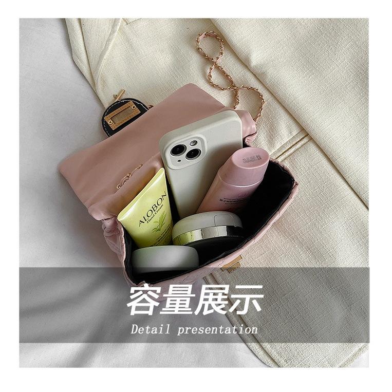 台灣發貨~菱格紋鏈帶包 小香風金球可調式鏈帶包 小金球菱格鏈條包包 菱格包 斜挎包 單肩小方包-細節圖8