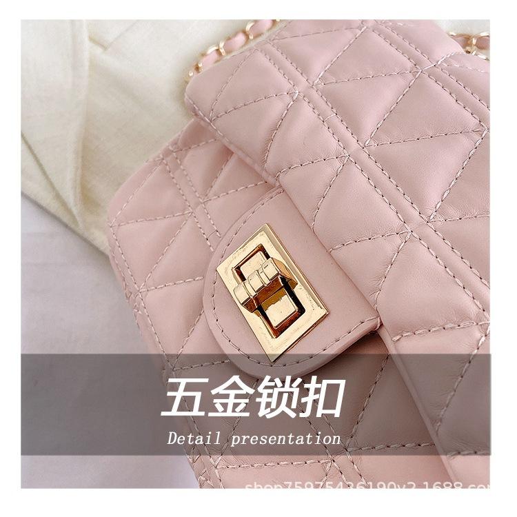 台灣發貨~菱格紋鏈帶包 小香風金球可調式鏈帶包 小金球菱格鏈條包包 菱格包 斜挎包 單肩小方包-細節圖9