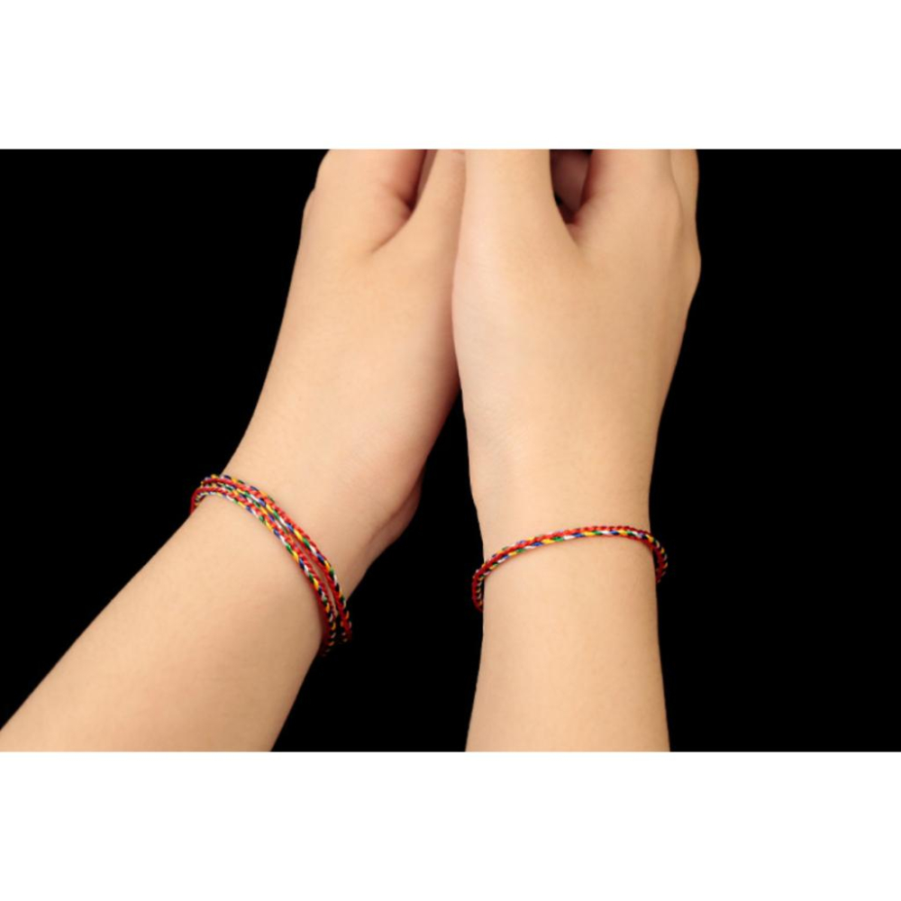 🌰H68 手編手環 招好運手環 五色線手鍊 五色繩 五色繩手環 五彩繩手鍊 五彩繩 平安手鍊 五彩手繩 五彩手鍊-細節圖4
