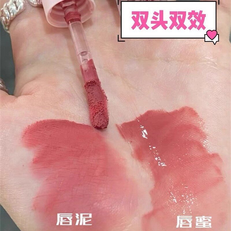 💋雙頭唇釉 雙頭唇泥 絲絨啞光唇釉光唇釉 絲絨啞光顯白 學生款水光鏡面嘟嘟唇 玻璃口紅 唇泥-細節圖5
