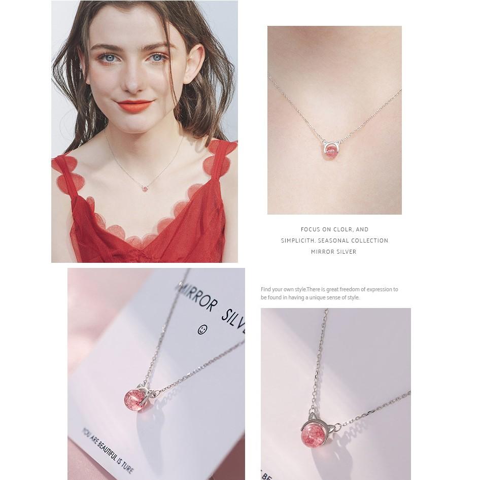 S森系草莓晶招桃花 草莓晶貓咪手鍊 貓咪項鍊 草莓晶貓咪手鍊  貓咪草莓晶耳環 草莓晶耳環-細節圖2