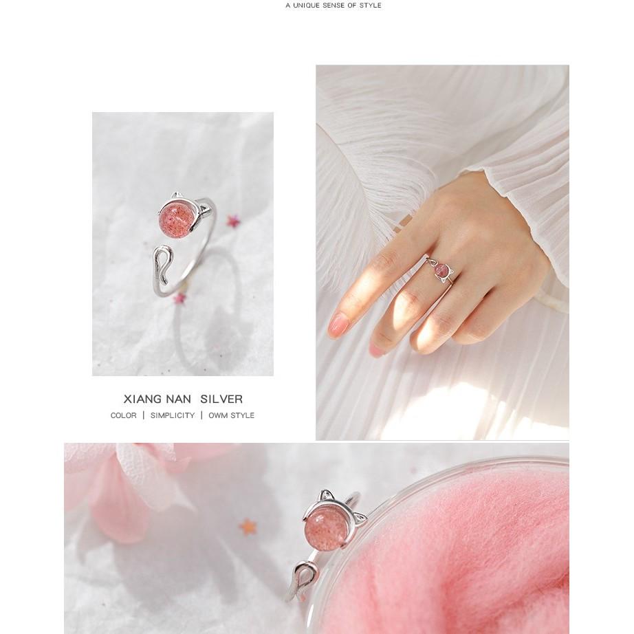 S森系草莓晶招桃花 草莓晶貓咪手鍊 貓咪項鍊 草莓晶貓咪手鍊  貓咪草莓晶耳環 草莓晶耳環-細節圖6