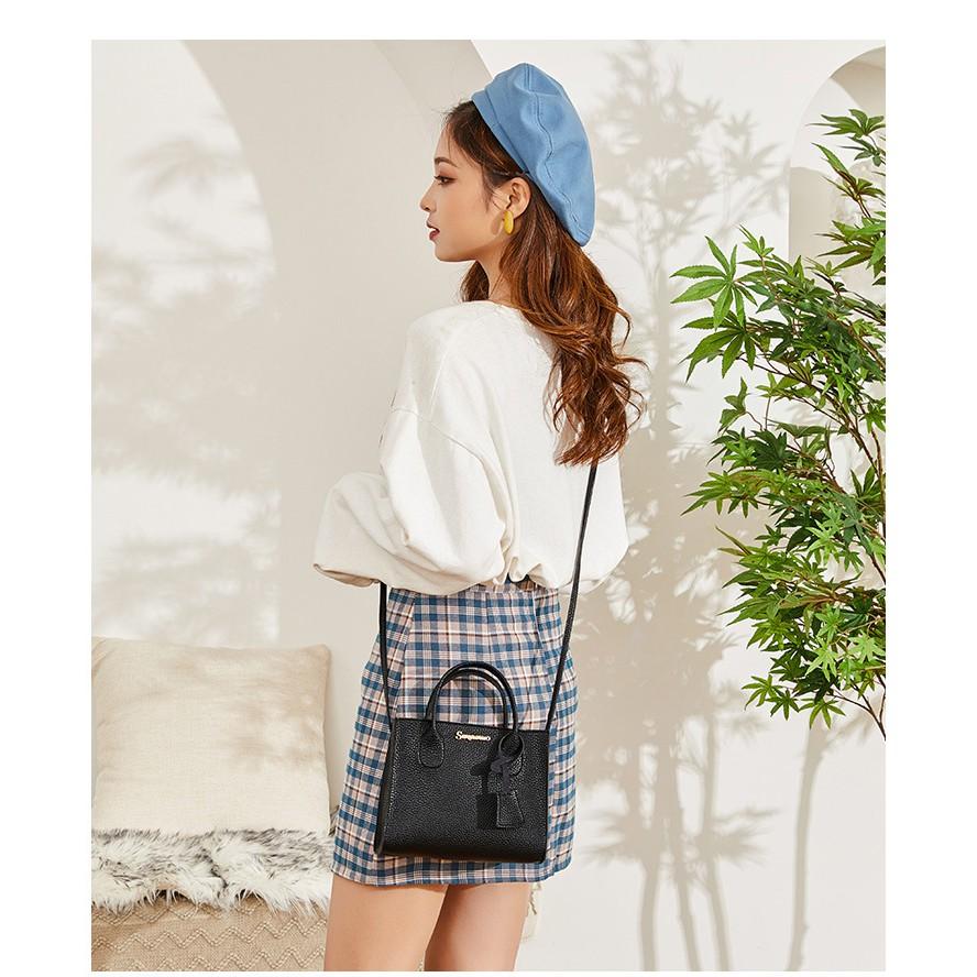 韓版荔枝紋小方包 斜背包  單肩包 手提包  側背包 女生包包  小包 女包	2用手提包 FS-026-細節圖3