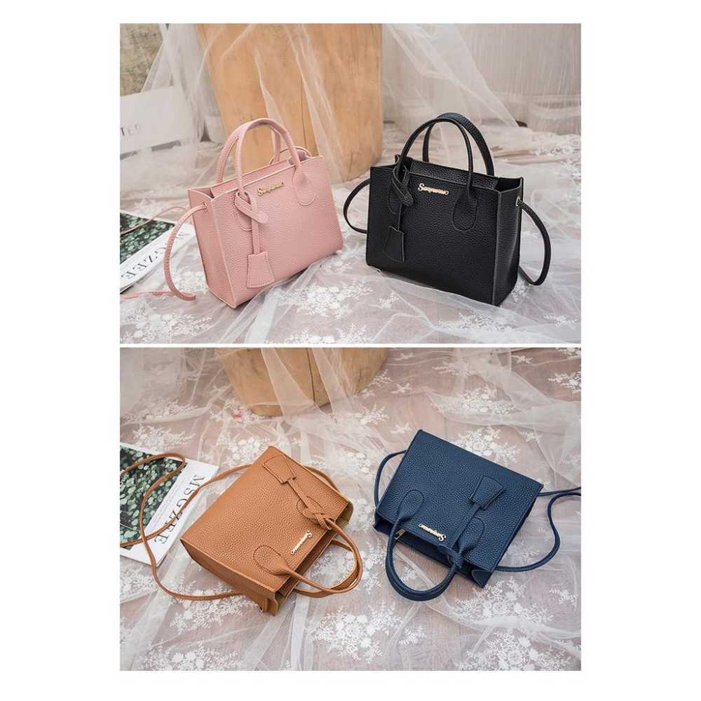 韓版荔枝紋小方包 斜背包  單肩包 手提包  側背包 女生包包  小包 女包	2用手提包 FS-026-細節圖5