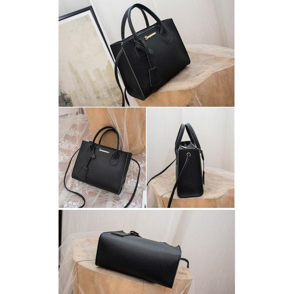 韓版荔枝紋小方包 斜背包  單肩包 手提包  側背包 女生包包  小包 女包	2用手提包 FS-026-細節圖6