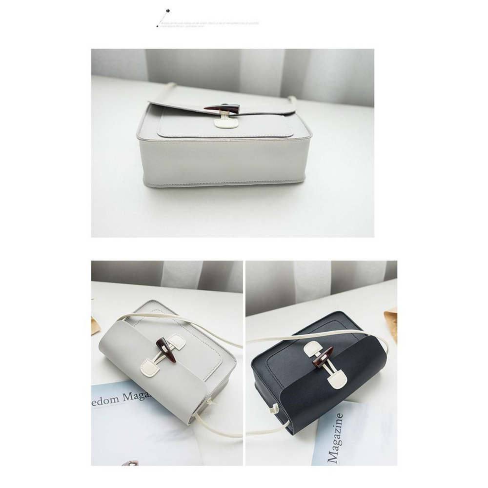 韓款B-037 純色小方包 斜背包  單肩包 手提包 側背包 女生包包 百搭小方包 鎖扣小包 女包 手機包 外出小包包-細節圖4