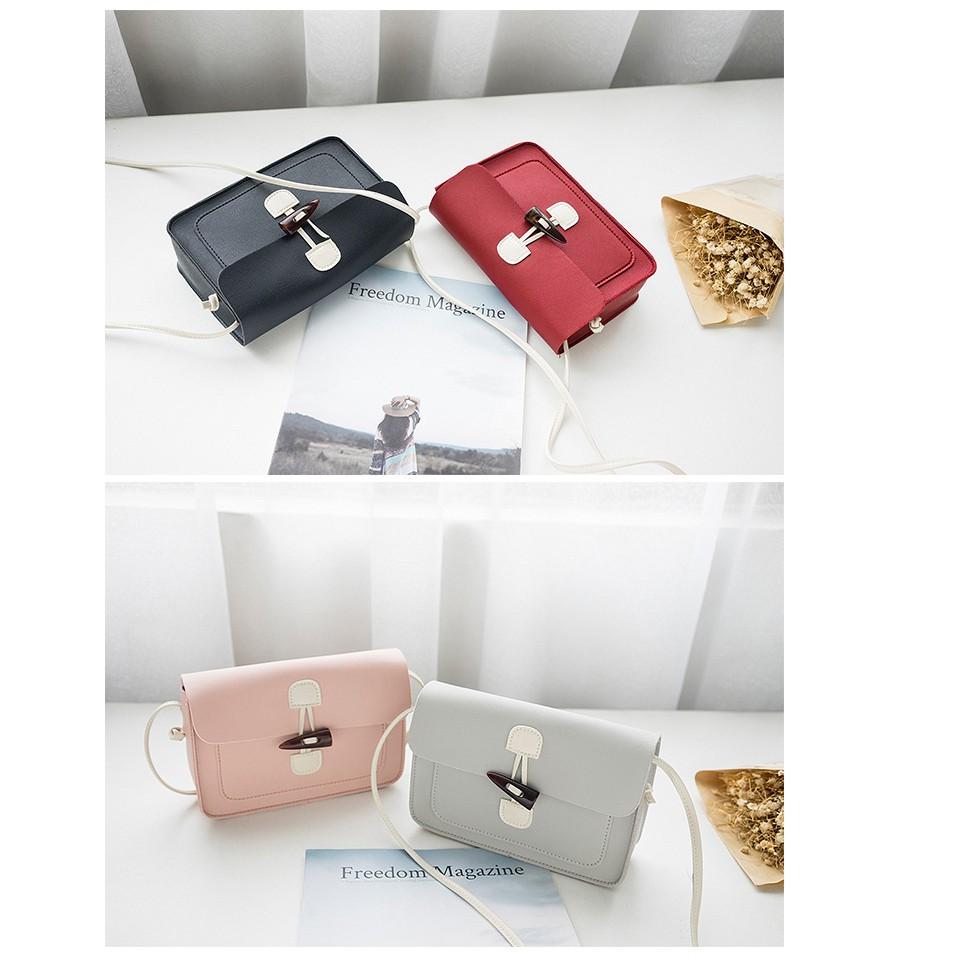 韓款B-037 純色小方包 斜背包  單肩包 手提包 側背包 女生包包 百搭小方包 鎖扣小包 女包 手機包 外出小包包-細節圖5
