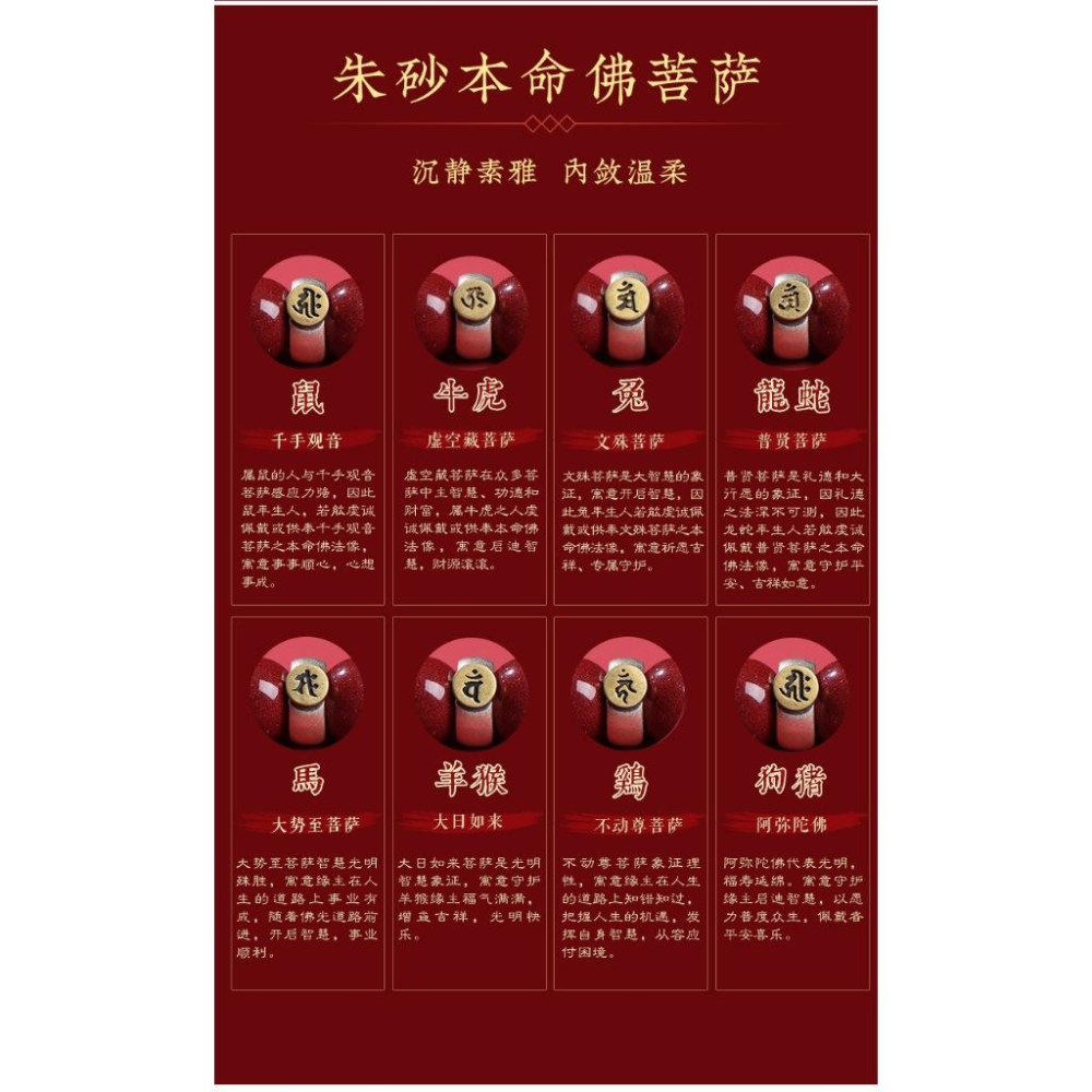 💥烘爐地過爐💥12生肖硃砂轉運珠手串 本命年硃砂手環 生肖守護神 本命佛硃砂手鍊 招財開運手鍊 轉運硃砂手鍊-細節圖2