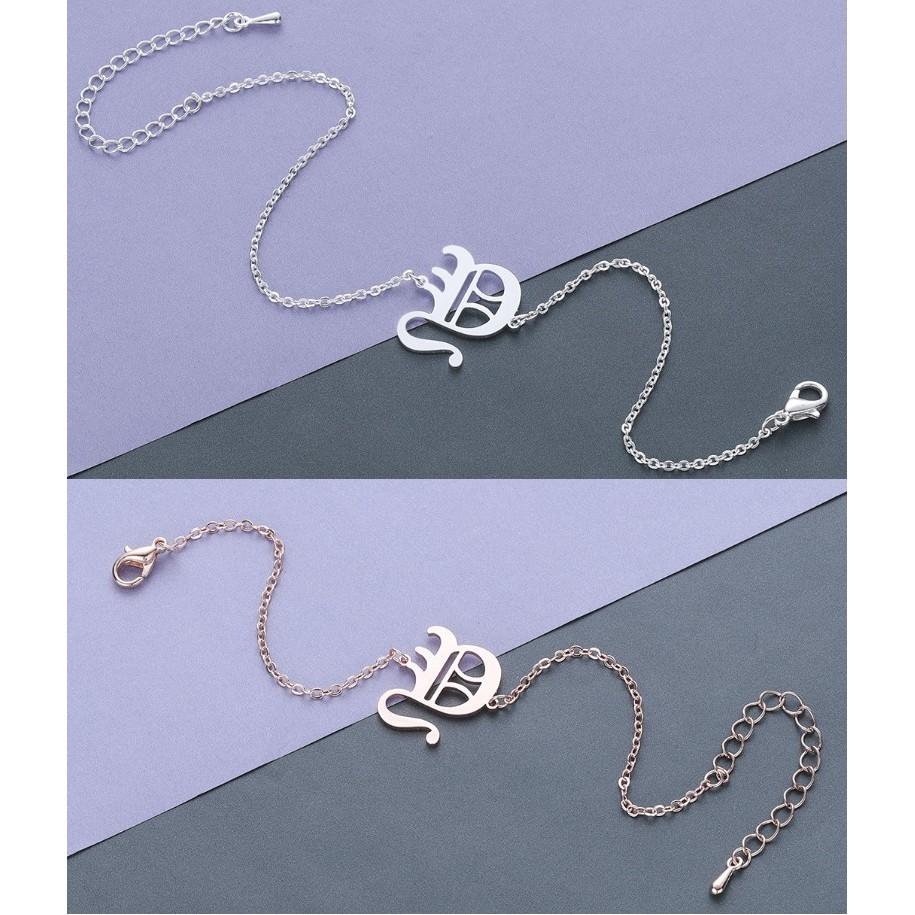 26英文字母白鋼玫瑰金手鍊 復古英文字母手鍊 26字母手鍊 玫瑰金古英文字母手鍊 生日禮物26英文字母手鍊-細節圖3