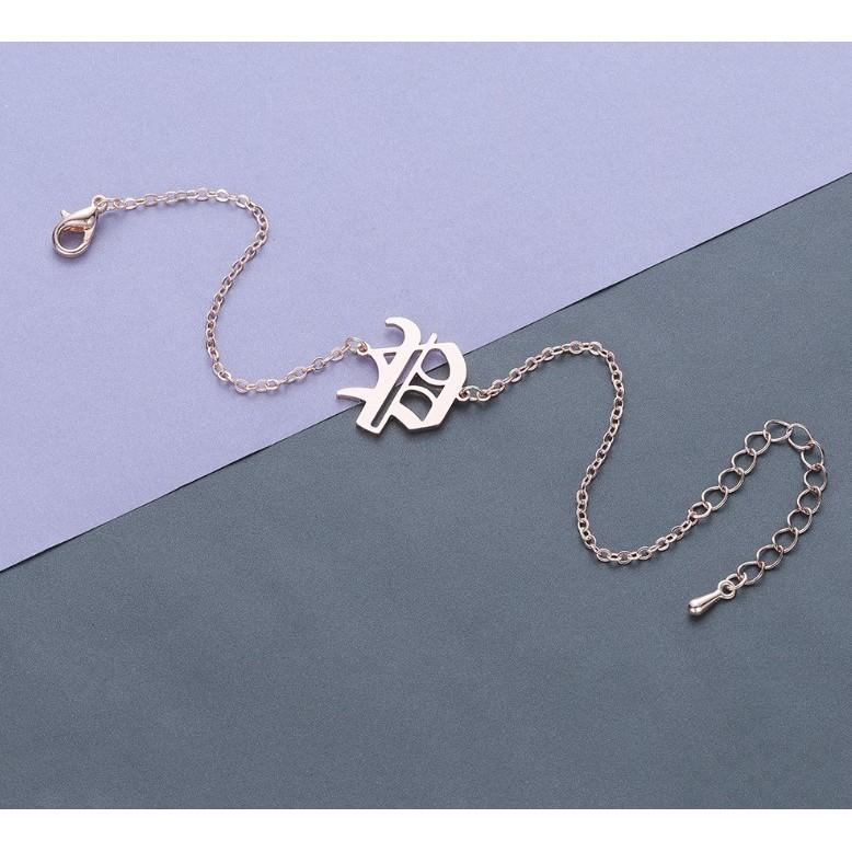 26英文字母白鋼玫瑰金手鍊 復古英文字母手鍊 26字母手鍊 玫瑰金古英文字母手鍊 生日禮物26英文字母手鍊-細節圖8