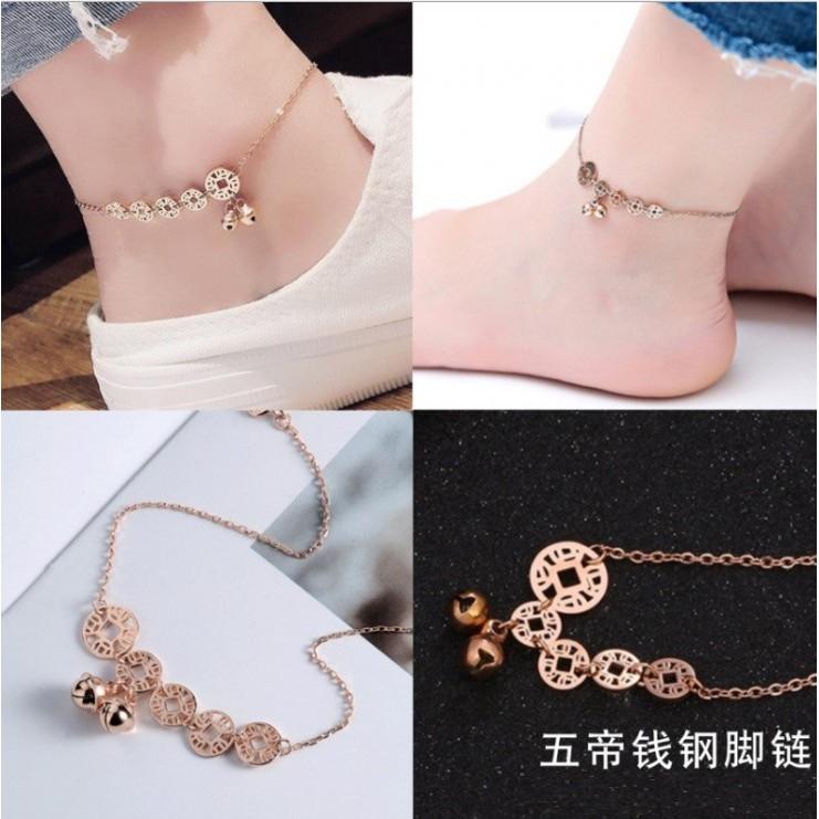 韓版 腳鍊 鈦鋼玫瑰金 蝴蝶流蘇腳鏈 鈦鋼腳踝鏈 羅馬數字腳鍊 愛心腳鏈  小蠻腰腳鍊 足鏈 玫瑰金腳鍊-細節圖9