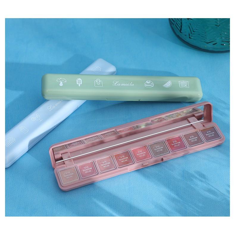 鍵盤指尖眼影盤 鍵盤眼影盤 9色眼影盤 鍵盤指尖九色眼影 南瓜色 奶茶色 啞光珠光偏光閃閃眼妝-細節圖8