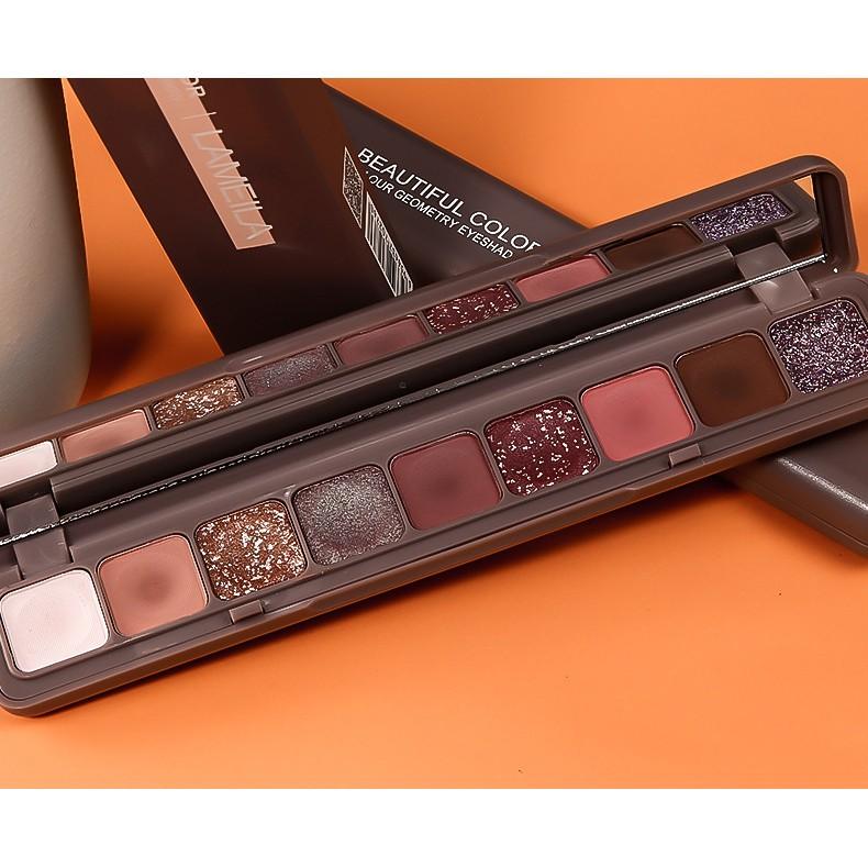 鍵盤指尖眼影盤 鍵盤眼影盤 9色眼影盤 鍵盤指尖九色眼影 南瓜色 奶茶色 啞光珠光偏光閃閃眼妝-細節圖9