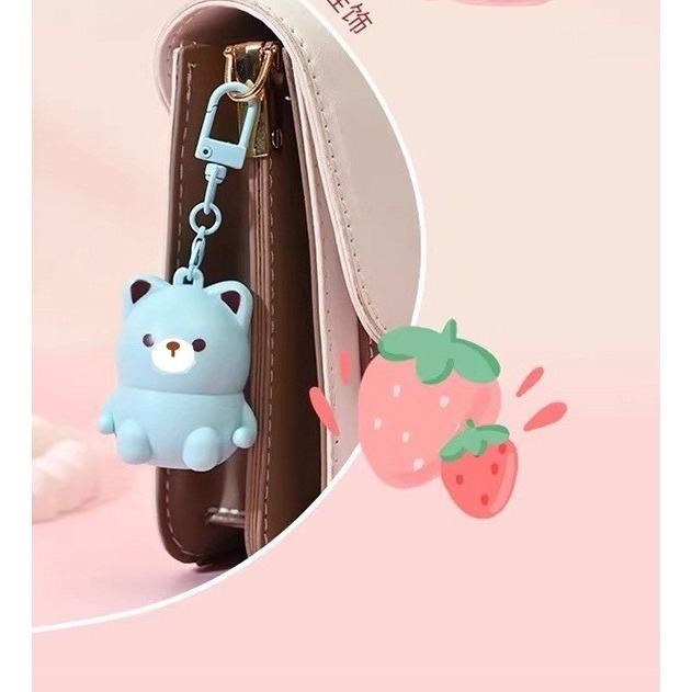 ⅠⅠ小熊潤脣膏 可愛小熊護唇膏 鑰匙扣唇膏 護唇膏 鑰匙圈唇膏 打底護唇膏 潤唇膏 萌寵唇膏-規格圖11