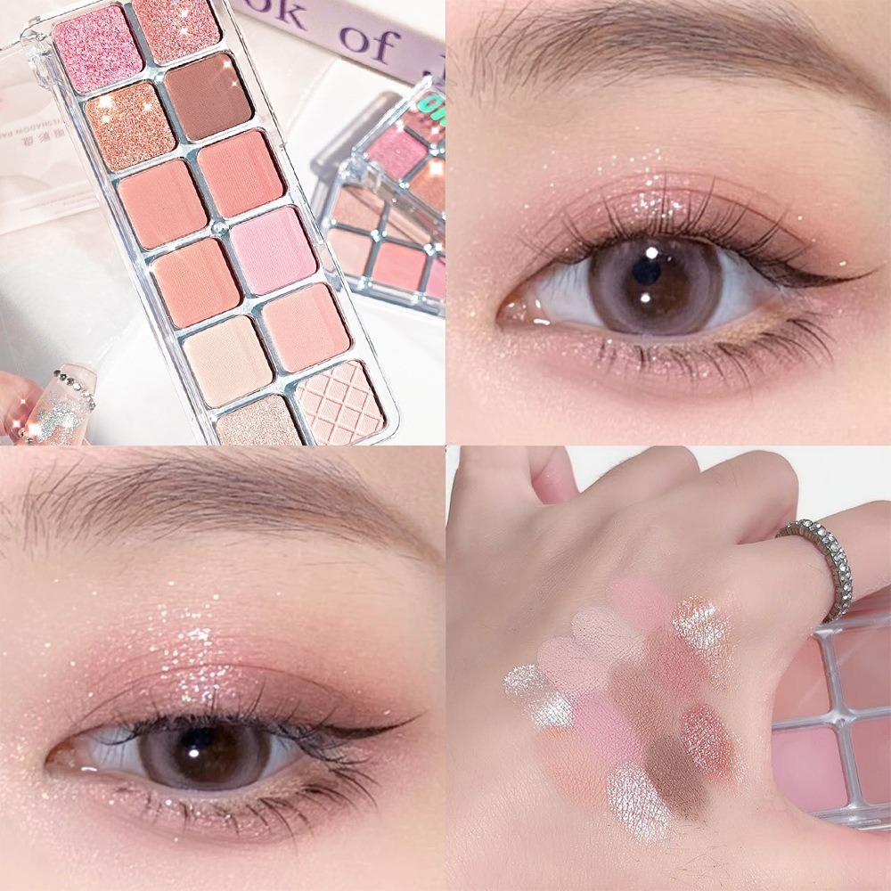 蜜芙美妝 12色眼影盤 灰粉色眼影 低飽和度 灰粉調眼影 珠光啞光 情緒框架眼影 小煙燻眼影盤 高光 腮紅 打亮-細節圖2