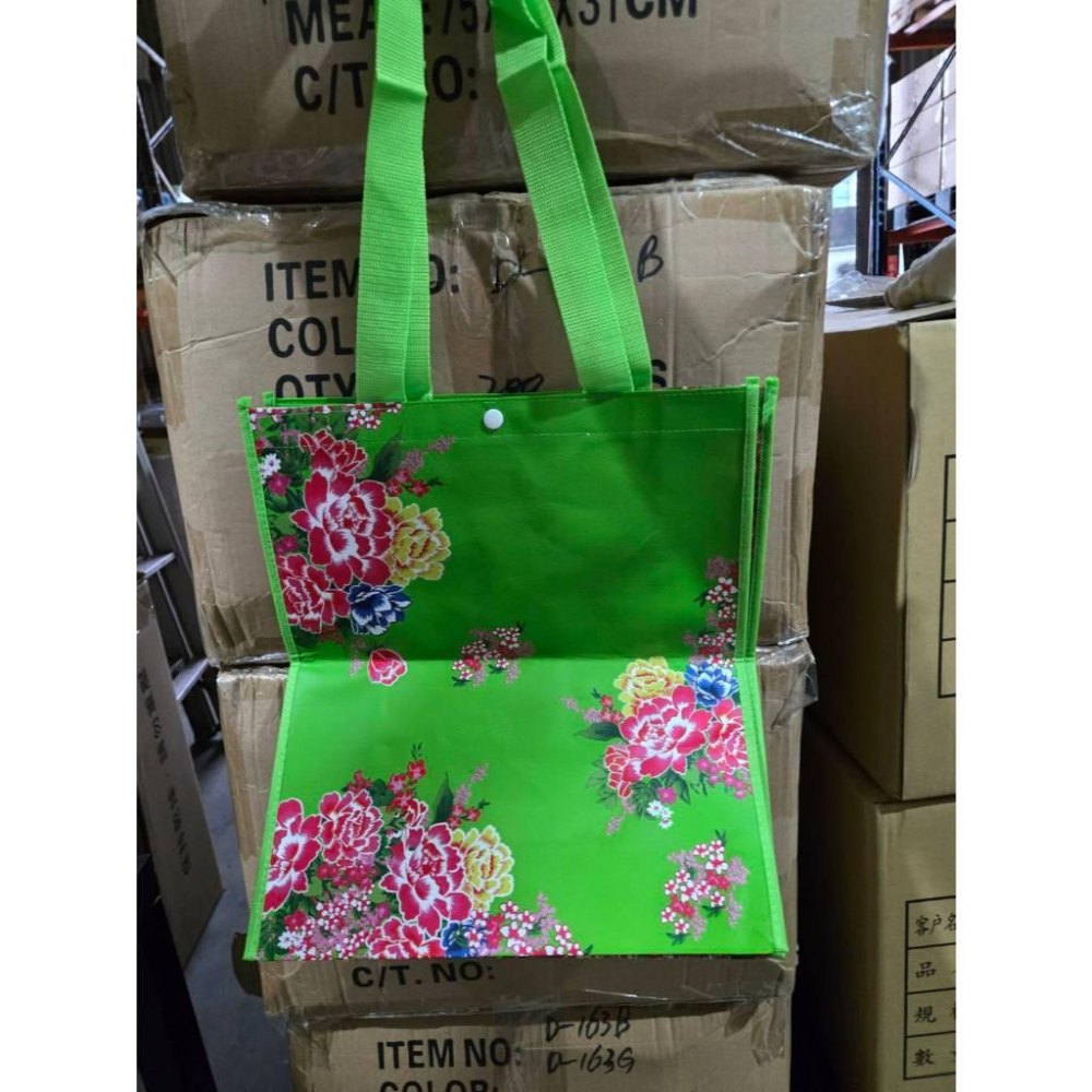 【現貨】牡丹花防水購物袋 折疊收納袋 手提環保袋 大容量可重複使用-細節圖2