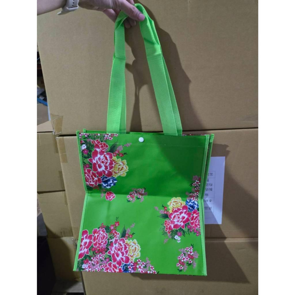 【現貨】牡丹花防水購物袋 折疊收納袋 手提環保袋 大容量可重複使用-細節圖4